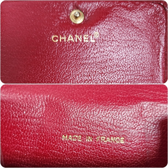 💯 % Authentic Vintage Chanel  red Leather Wallet - Picture 8 of 16